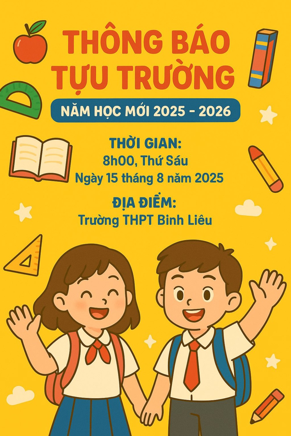 Thông báo tựu trường và công bố danh sách xếp lớp 10